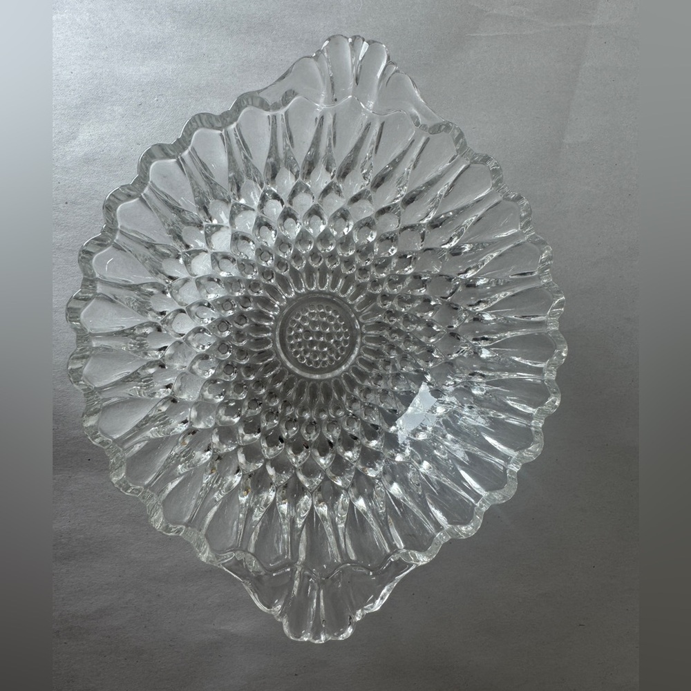 Vintage Clear Pressed Glass Candy Dish, Hobnail Pattern, Decorative Bowl